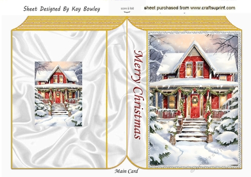 Pretty Snow Scene Gold Folded Book (Two)