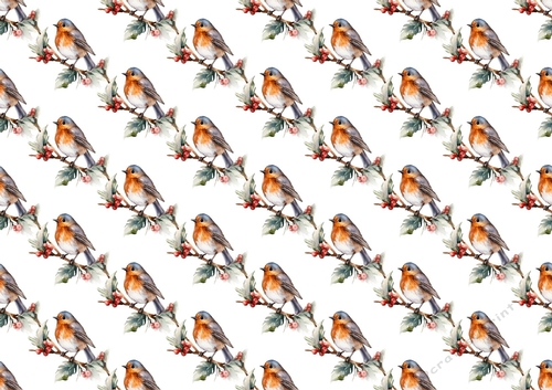 Pretty Robin On A Branch Of Snow Backing Paper