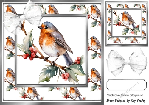 Pretty Robin On A Branch Of Snow 8x8