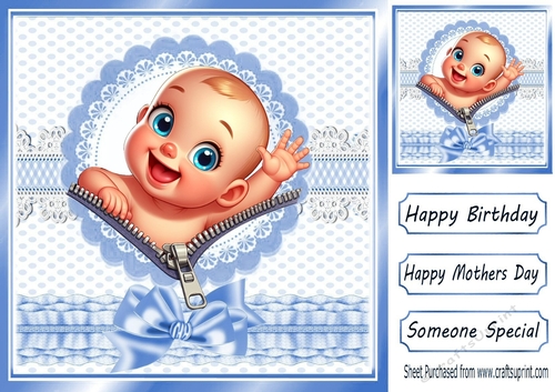 Cute Baby Boy Peeking Blue Dot 8x8 Frame (Two)