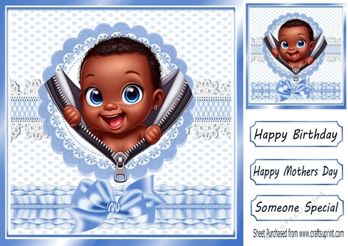Cute Baby Boy Peeking Blue Dot 8x8 Frame (Three)