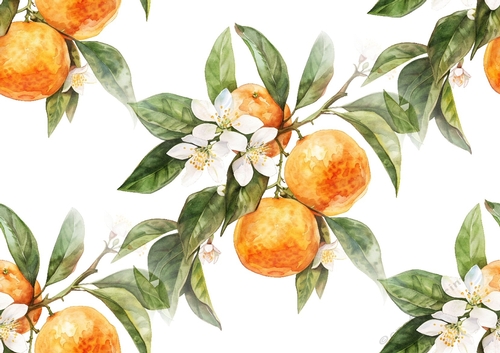 Lovely Oranges With White Flowers Backing Paper (BIG)