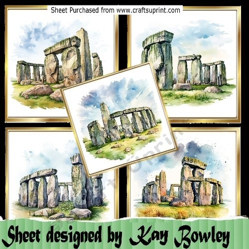 5 Lovely 8x8 Gold Frame Toppers With THE STONEHENGE, Mini Kit