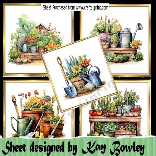 5 Lovely 8x8 Gold Frame Toppers With FLOWER GARDENS, Mini Kit