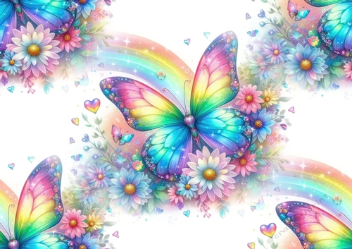 Pretty Butterflies, Rainbow Backing Paper (BIG)