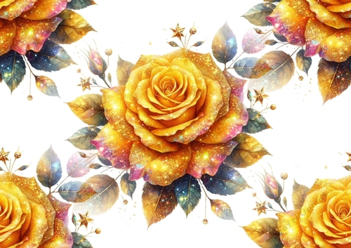 Beautiful Glitter Gold Rose Backing Paper (BIG)