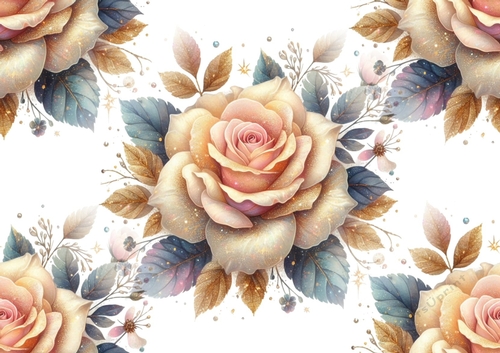 Beautiful Glitter Peach Rose Backing Paper (BIG)