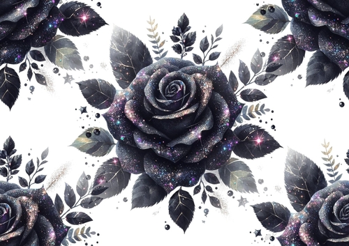 Black Rainbow Glitter Rose Backing Paper (BIG)