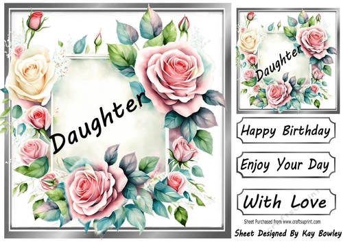 Pretty Pink & Cream Roses In Silver Frame 8x8 for DAUGHTER
