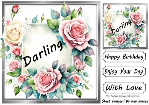Pretty Pink & Cream Roses In Silver Frame 8x8 for DARLING