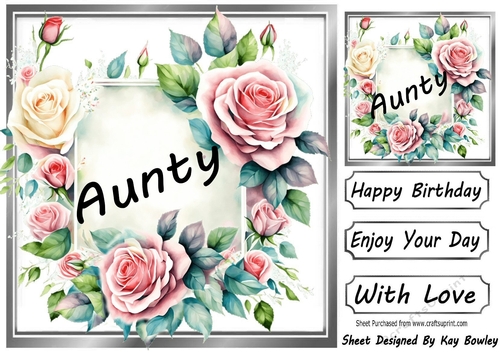 Pretty Pink & Cream Roses In Silver Frame 8x8 for AUNTY