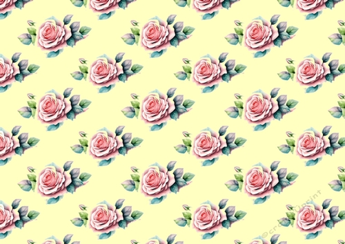 Pretty Pink Roses With Leaves Backing Paper Cream