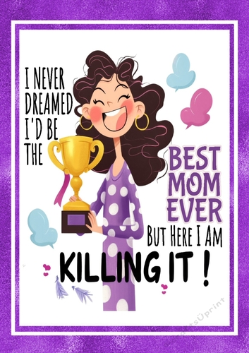Woman  With Funny Caption A4 Purple Frame (TWO)