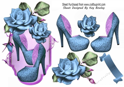 Pretty Blue Roses Topper With Shoes