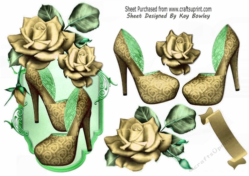 Pretty Gold Roses Topper With Shoes