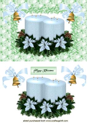 White Christmas Candle in Holly Frame