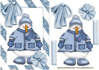 Cute Snowman, in Sriped Frame