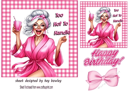 Pink Gingham 7X7 Card With Granny Quote (THREE)