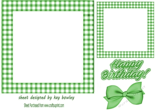 Dark Green Gingham 7X7 Card Front/Insert