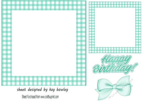 Turq Gingham 7X7 Card Front/Insert