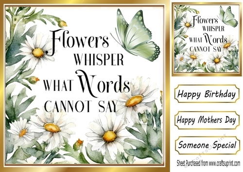 Flowers Whisper With Daisies And Sentiment 8x8 (TWO)