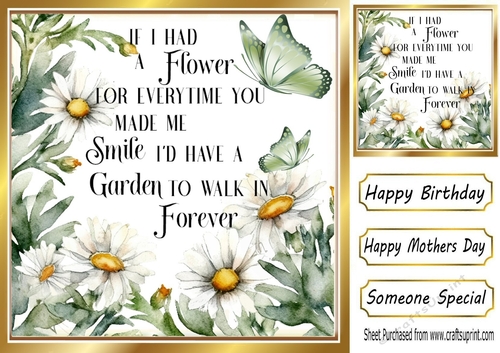 Flowers To Make You Smile With Daisies And Sentiment 8x8 (FOUR)