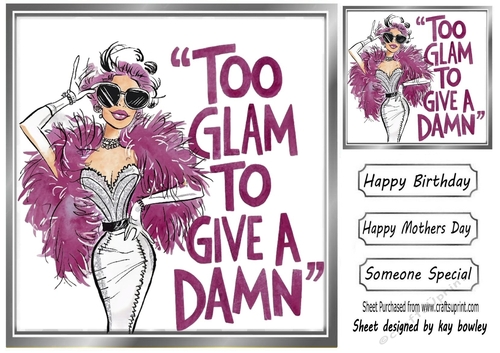 Women Quote Glam Lady Dont Give A Dam  8x8 Card Front