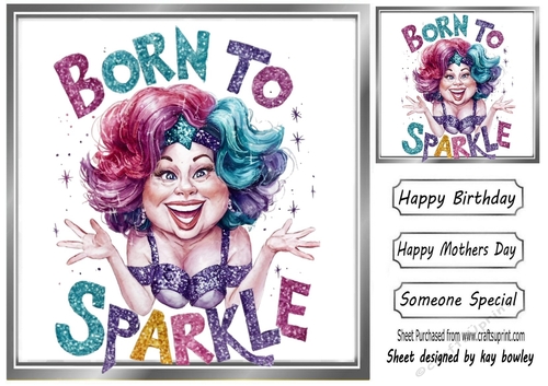 Woman With Glitz & Glamour Quote 8X8 Card Front