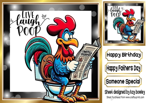 LIVE, LAUGH. POOP Chicken sat on a toilet 8x8