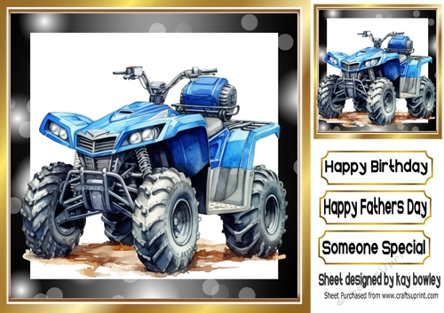 Blue Quad Bike In Gold/Black 8x8 Frame