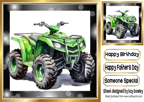 Green Quad Bike In Gold/Black 8x8 Frame