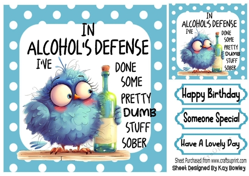 BIRD & WINE With Caption In Blue Spot 8x8 Frame
