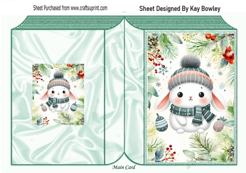Winter Rabbit In Christmas Festive Folded Book (TWO)