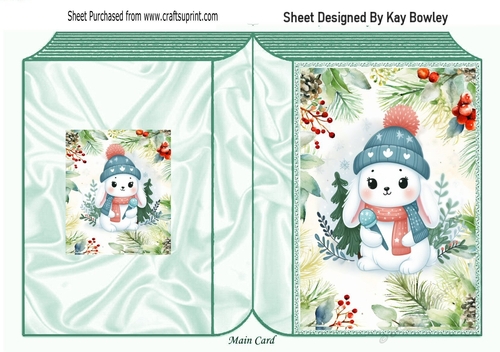 Winter Rabbit In Christmas Festive Folded Book (THREE)