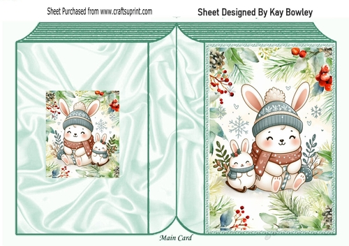 Winter Rabbit In Christmas Festive Folded Book (FOUR)