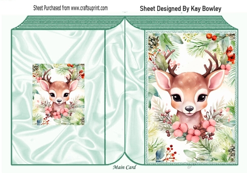Winter Deer In Christmas Festive Folded Book (ONE)