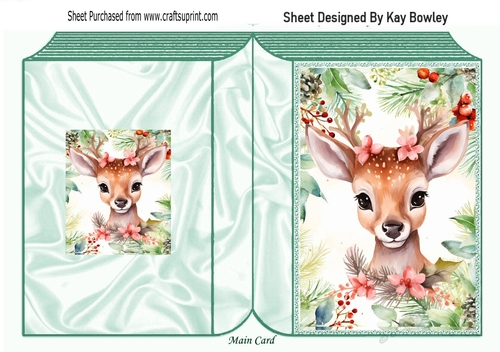 Winter Deer In Christmas Festive Folded Book (TWO)