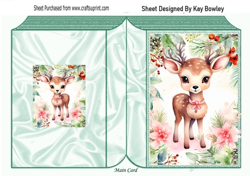 Winter Deer In Christmas Festive Folded Book (THREE)