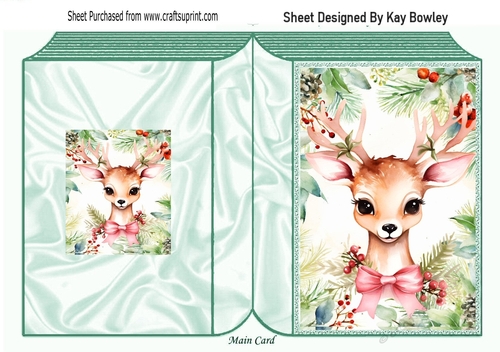 Winter Deer In Christmas Festive Folded Book (FOUR)