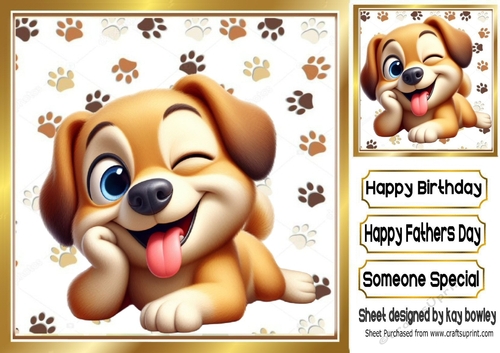 Funny Face Dog In 8x8 Frame (THREE)