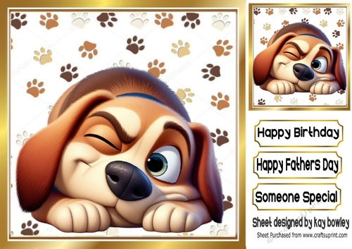 Funny Face Dog In 8x8 Frame (FOUR)