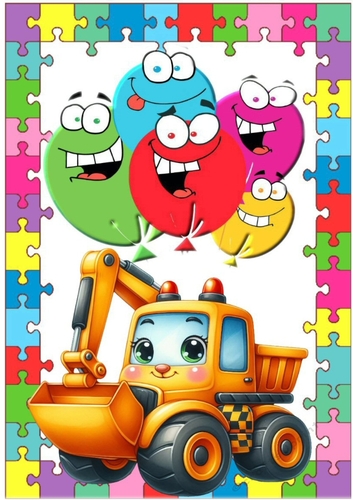 A4 Jigsaw Frame With Balloons And Truck (TWO)