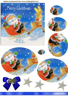 Santa in His Sleigh with Rudy, Oval Pyramids