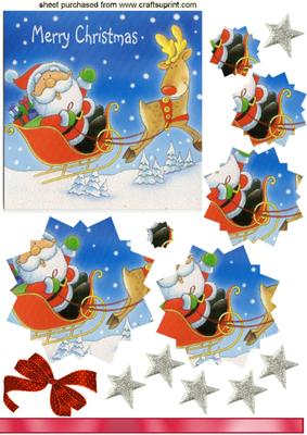 Santa in His Sleigh with Rudy, Star Pyramid