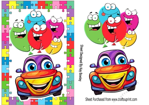 Jigsaw Puzzle Frame With Toony Face Car A5 (ONE)