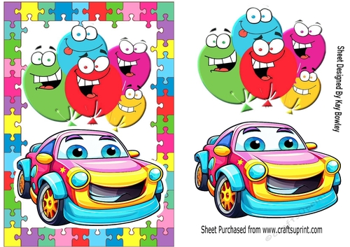 Jigsaw Puzzle Frame With Toony Face Car A5 (TWO)