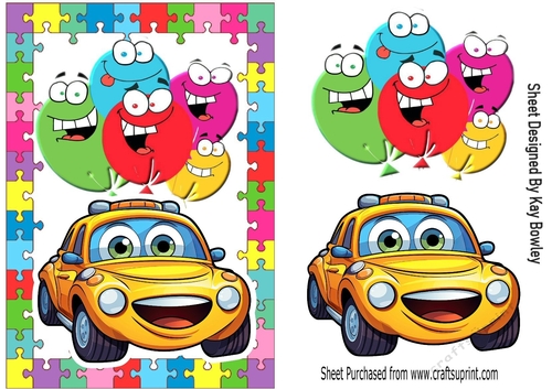 Jigsaw Puzzle Frame With Toony Face Car A5 (THREE)