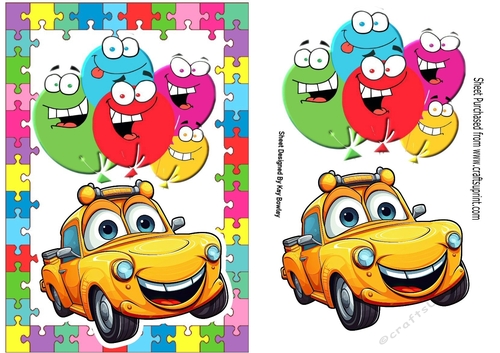 Jigsaw Puzzle Frame With Toony Face Car A5 (FOUR)