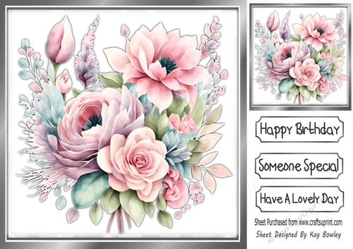 Beautiful Floral Spray In Silver 8X8 Frame (ONE)