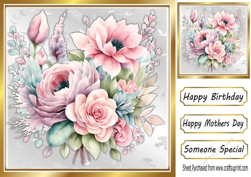 Beautiful Floral Spray In Gold 8X8 Frame (ONE)